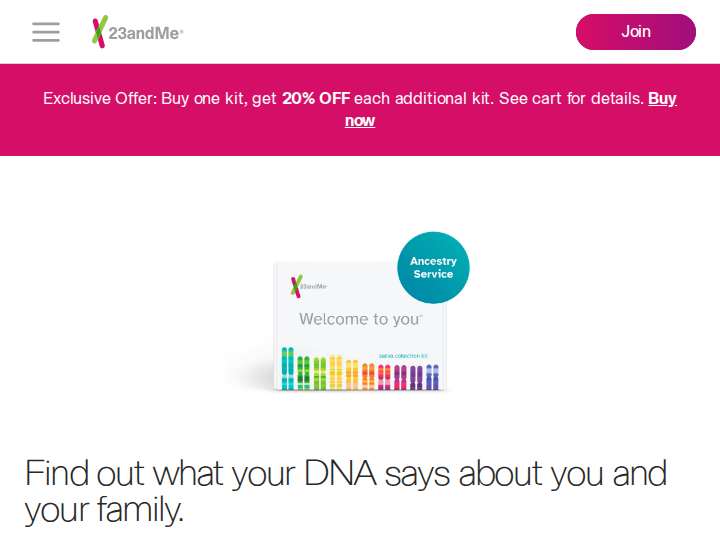 23andMe website preview