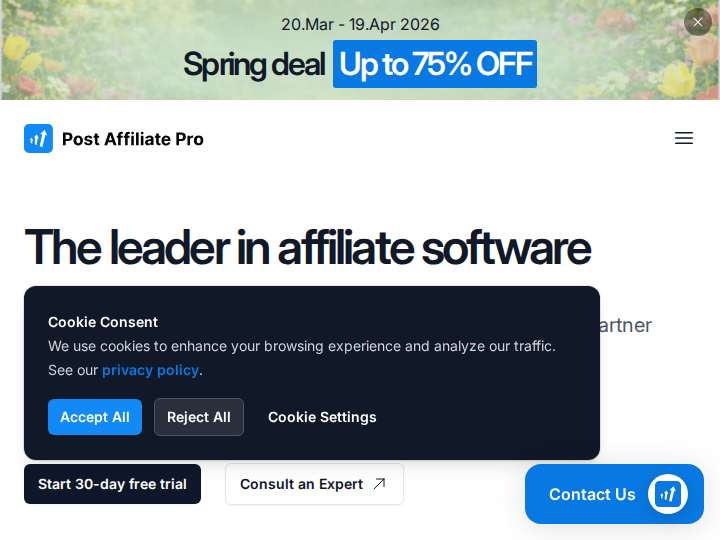 30 Day Singer Affiliate Program website preview