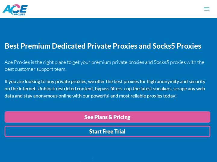 Ace Proxies Affiliate Program website preview