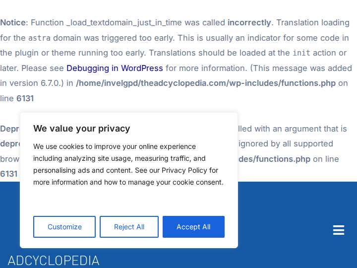 Adcyclopedia website preview