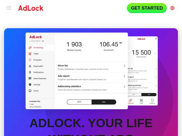 AdLock Affiliate Program website preview