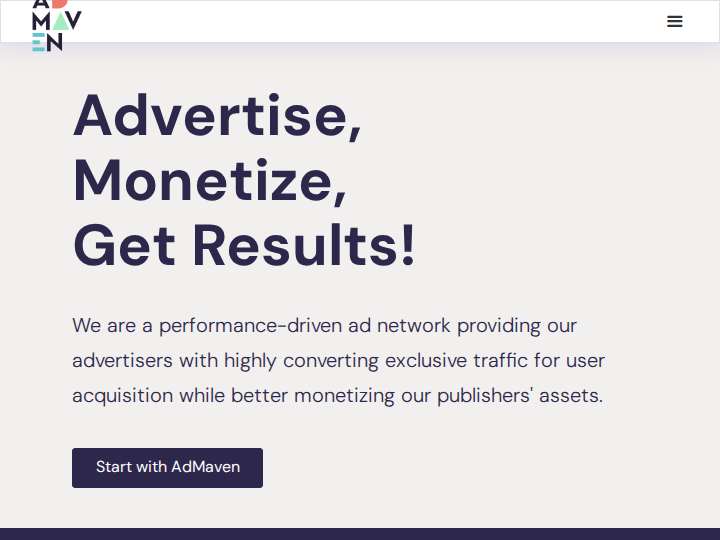 AdMaven website preview