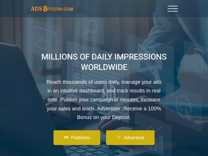 Ads Bitcoin website preview