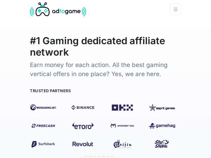 Adtogame website preview