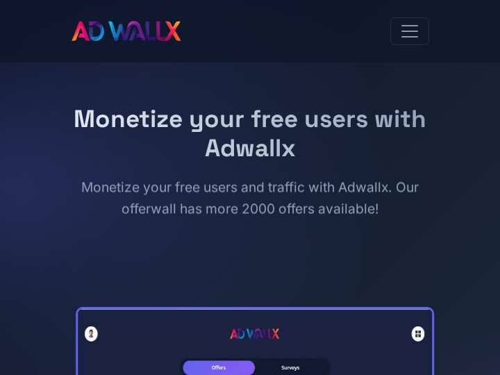 AdwallX website preview