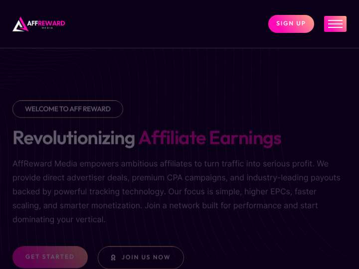 AffReward Media website preview