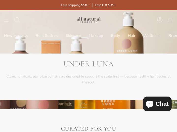 All Natural Collection website preview