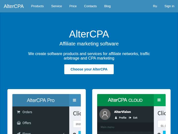 AlterCPA Affiliate Program website preview
