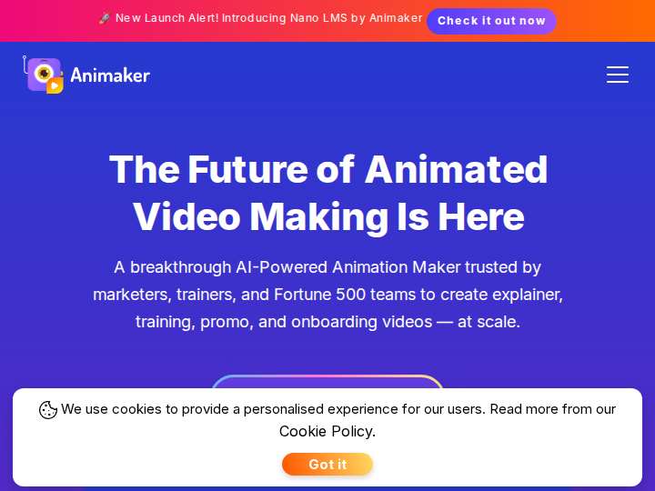 Animaker website preview