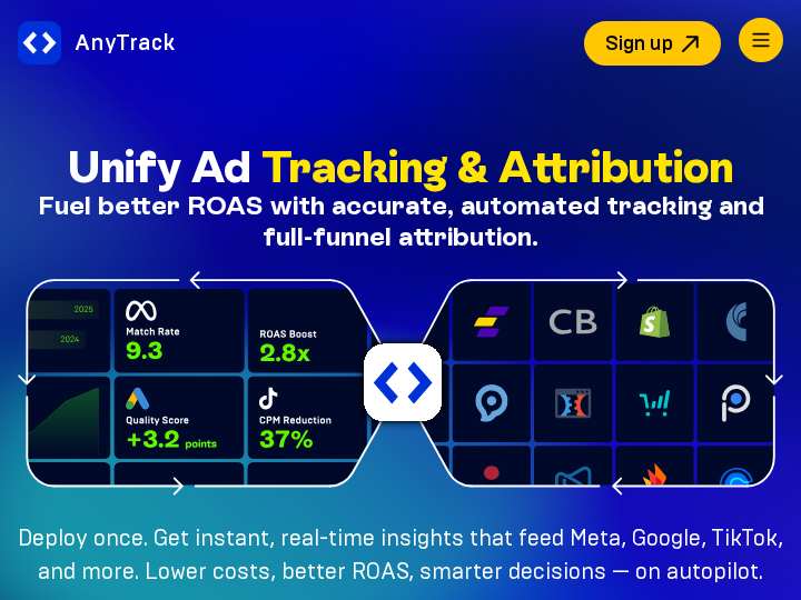 AnyTrack website preview