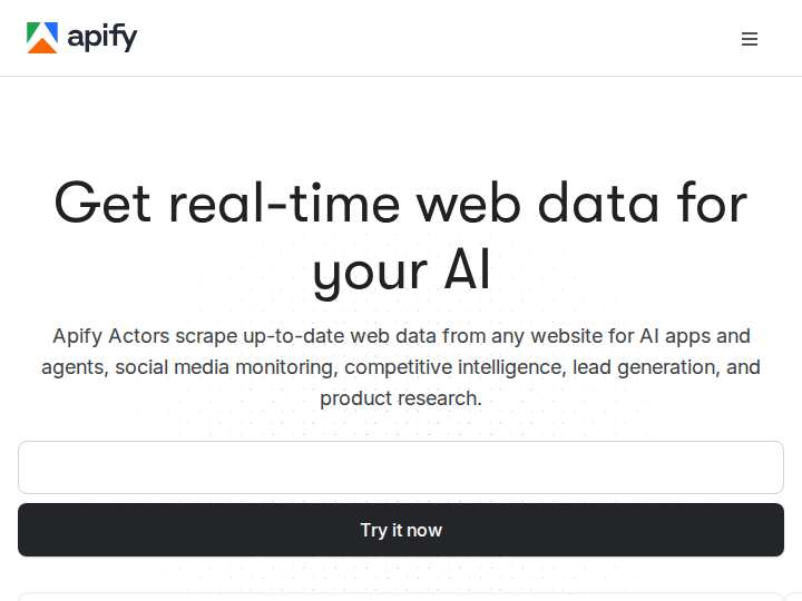 Apify website preview