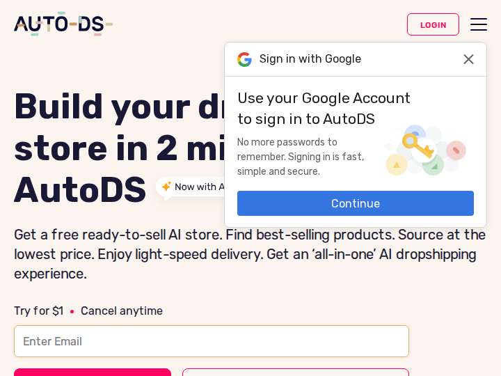 AutoDS Affiliate Program website preview