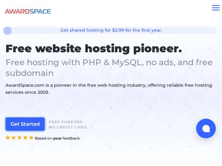 AwardSpace website preview
