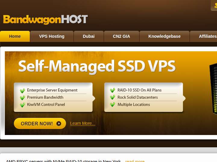 BandwagonHost website preview