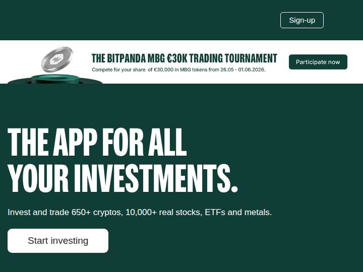 Bitpanda website preview