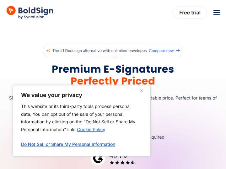BoldSign website preview