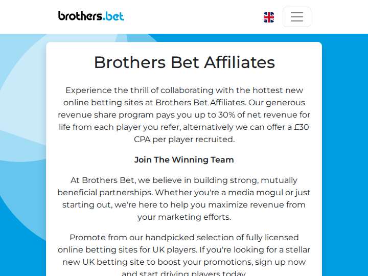 Brothers Bet Affiliates website preview