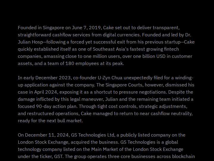 Cake DeFi website preview