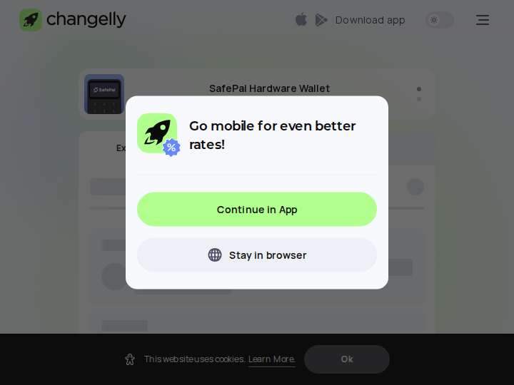 Changelly website preview