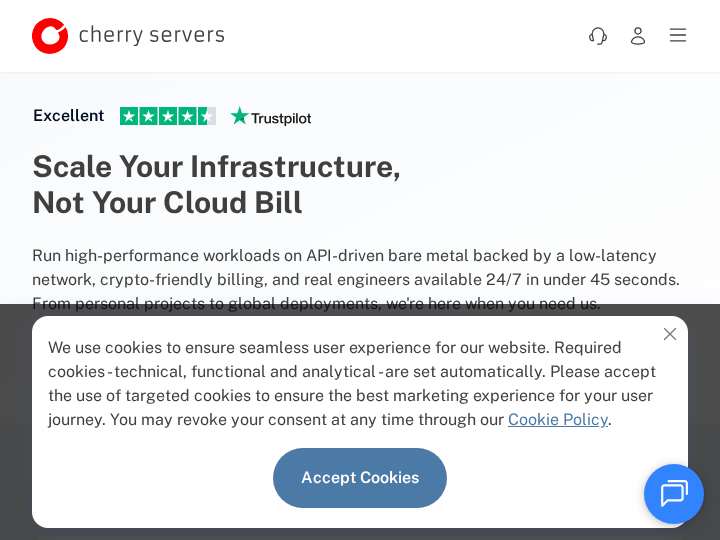 Cherry Servers website preview