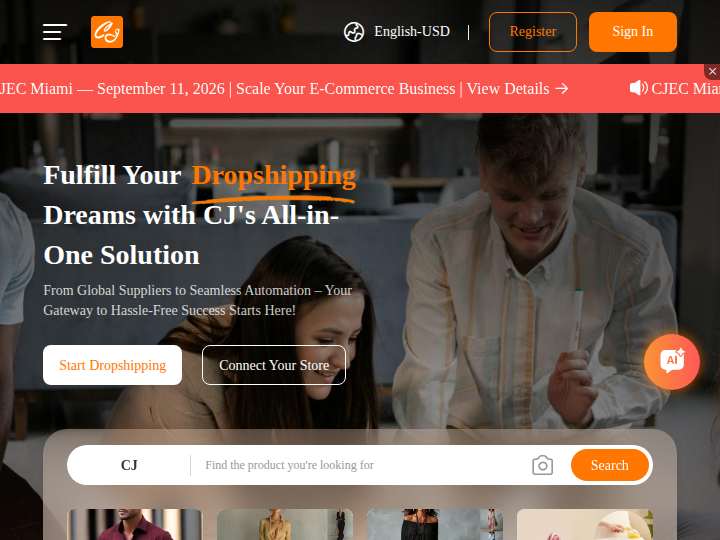 CJdropshipping Affiliate website preview