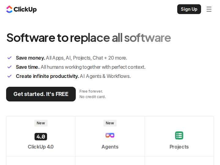 ClickUp website preview