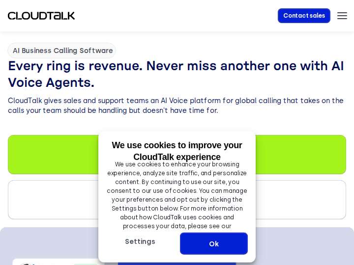 CloudTalk website preview