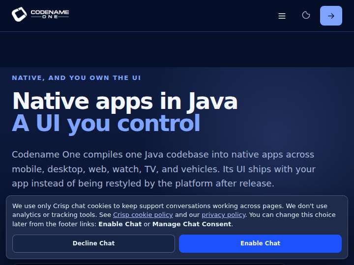 Codename One Affiliate Program website preview