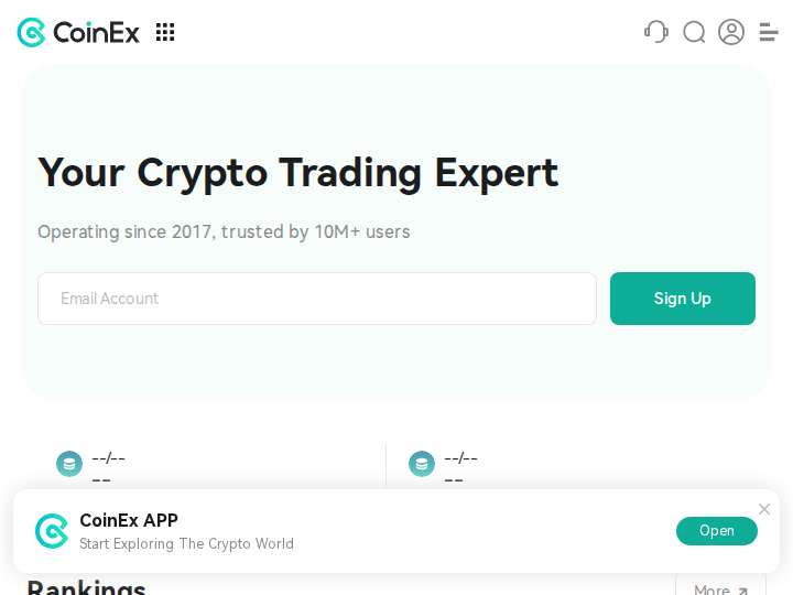 CoinEx Exchange Ambassador website preview