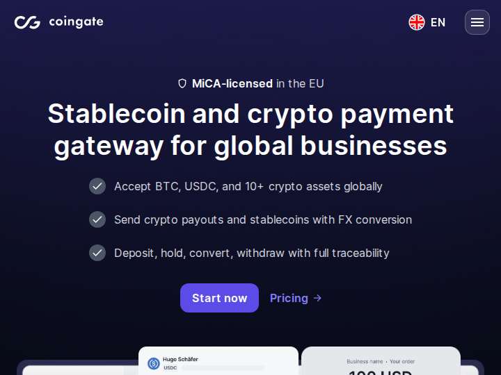 CoinGate Affiliate Program website preview
