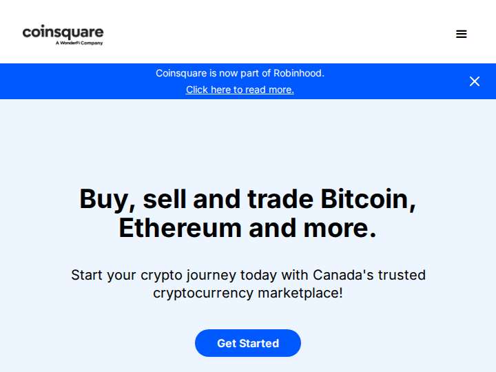 Coinsquare website preview