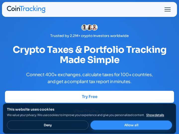 CoinTracking website preview