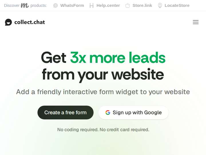 Collect.chat website preview