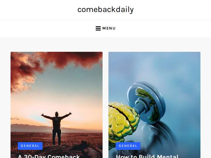 Come Back Daily CBD website preview