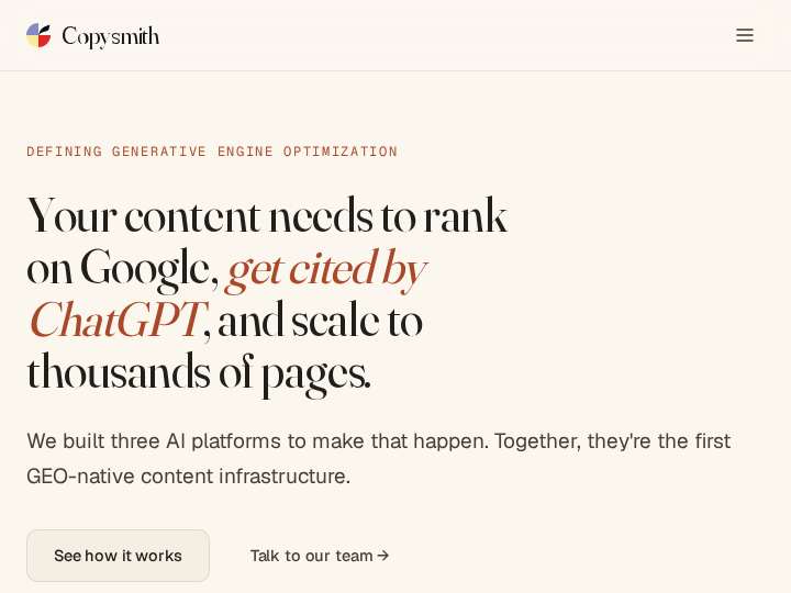 Copysmith Affiliate Program website preview