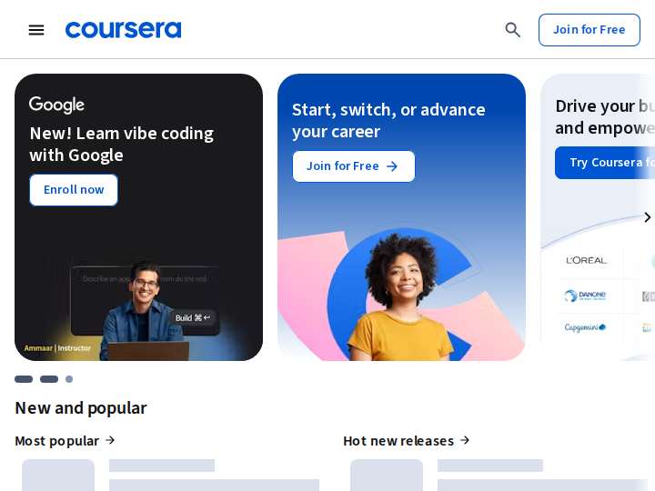 Coursera website preview