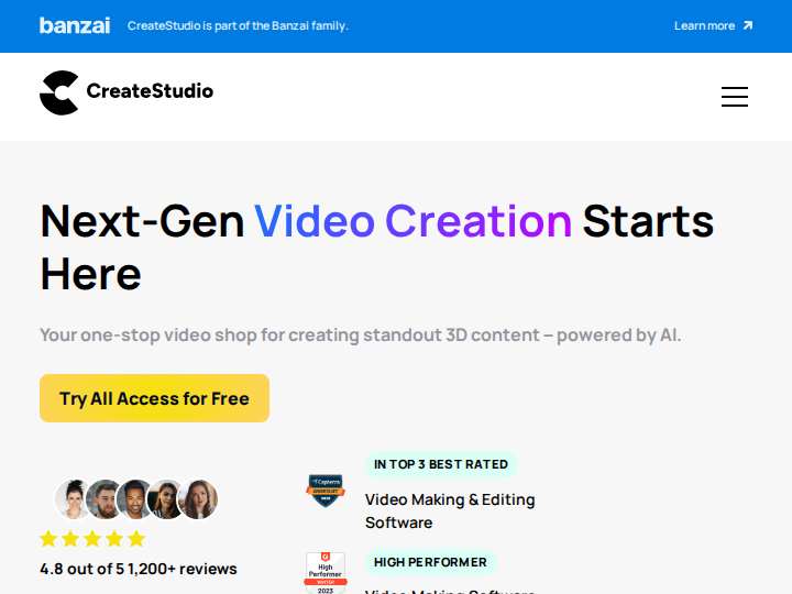 CreateStudio website preview