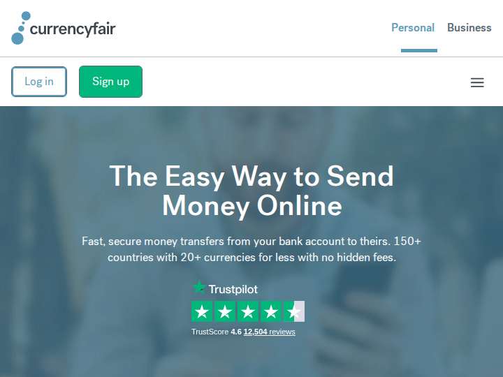 CurrencyFair website preview