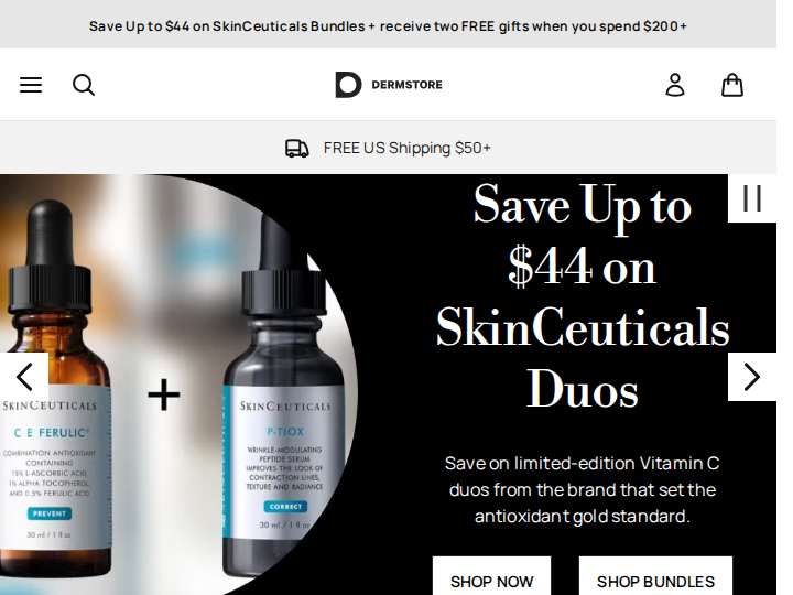 Dermstore website preview