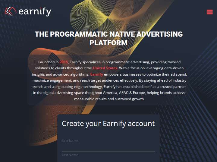 Earnify website preview