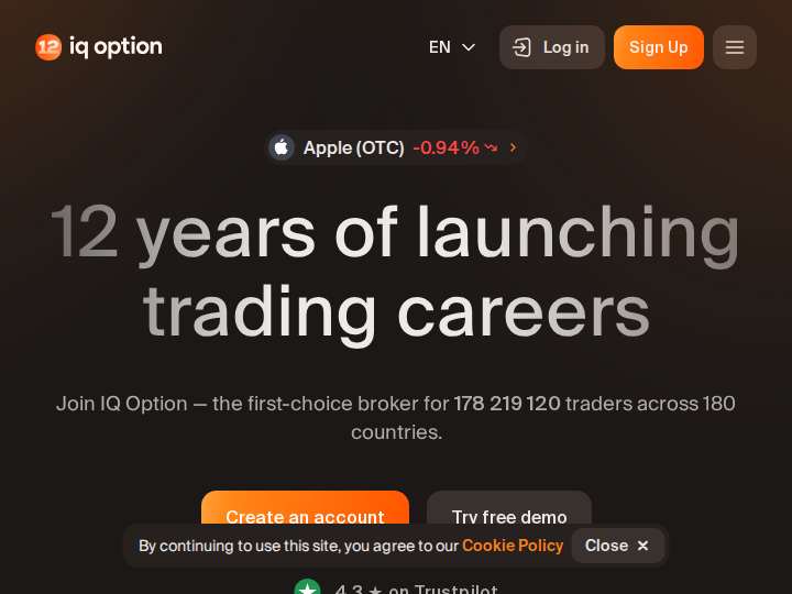 IQ Option CPA website preview