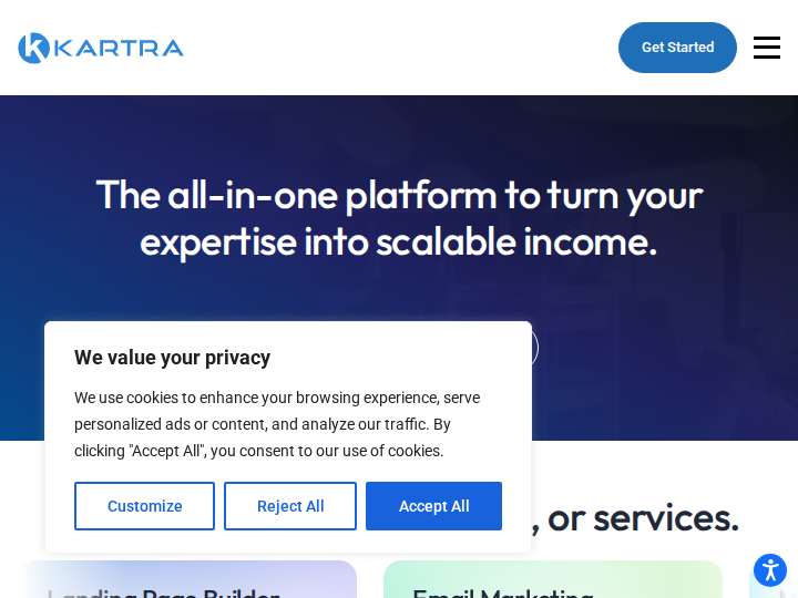 Kartra website preview