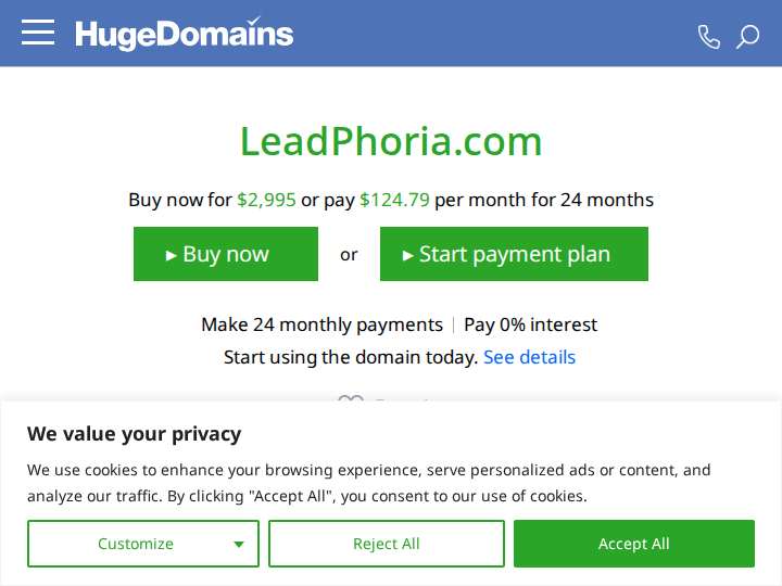 Leadphoria website preview