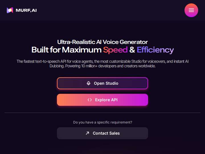 Murf AI Voiceovers website preview