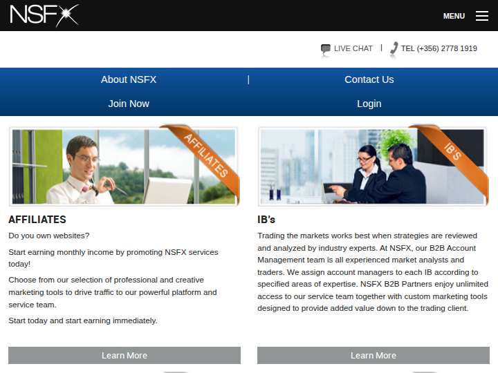 NSFX Partners website preview
