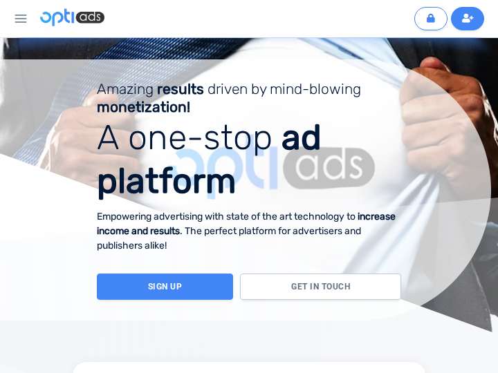 OptiAds website preview