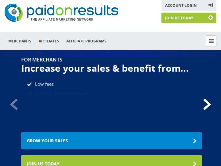 Paid On Results website preview