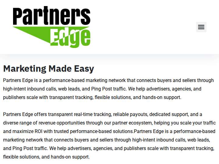 Partners Edge website preview