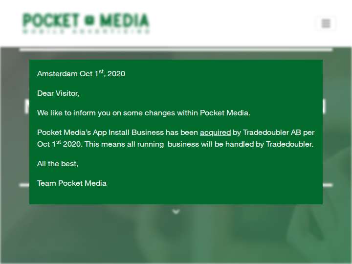 Pocket Media website preview