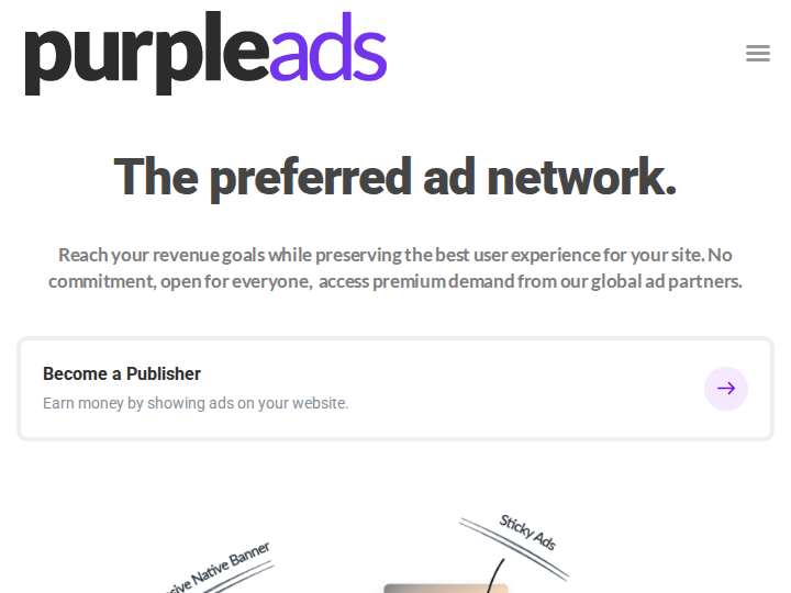 PurpleAds website preview